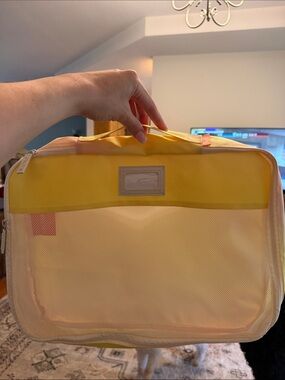 Calpak Yellow Mesh Packing Cube with Top Handle